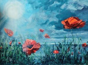 Sonne Mohn und Meer, Acryl 2025 70x90cm